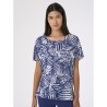 ☀️ Maglia crepe stampa foliage blu manica corta_DG88T7