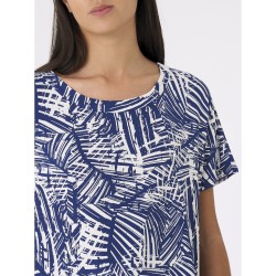☀️ Maglia crepe stampa foliage blu manica corta_DG88T7