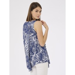 ☀️ Canotta crepe taglio diagonale stampa foliage_DG88T2