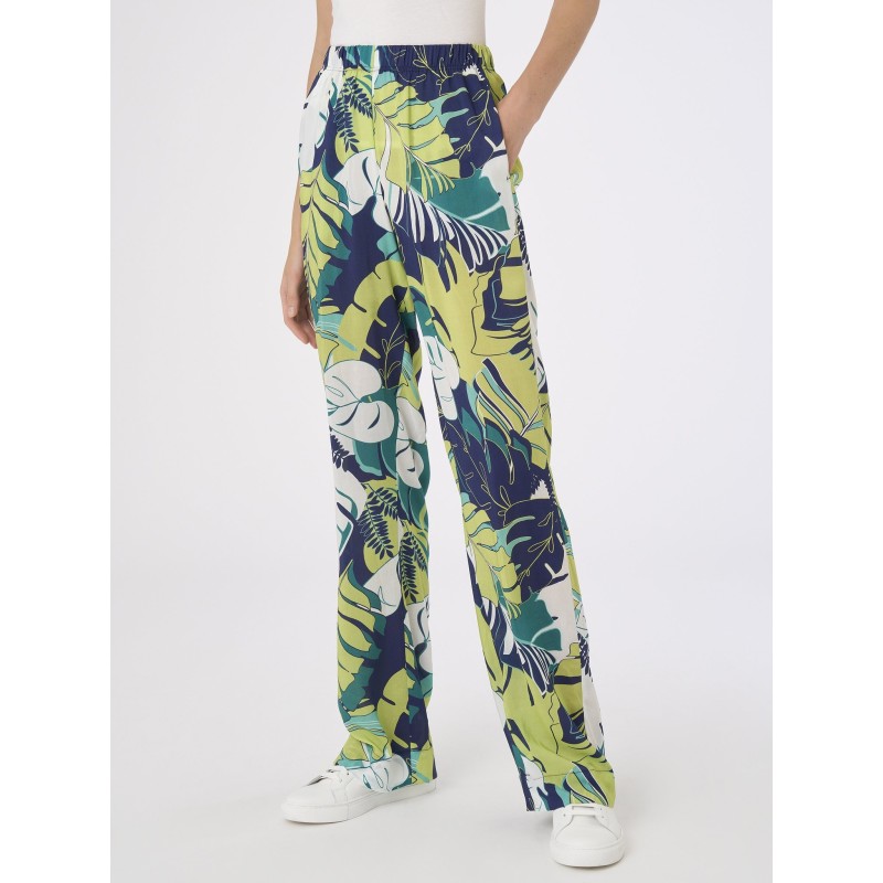☀️ Pantalone palazzo fantasia foliagein mussola di viscosa _ DH12PE