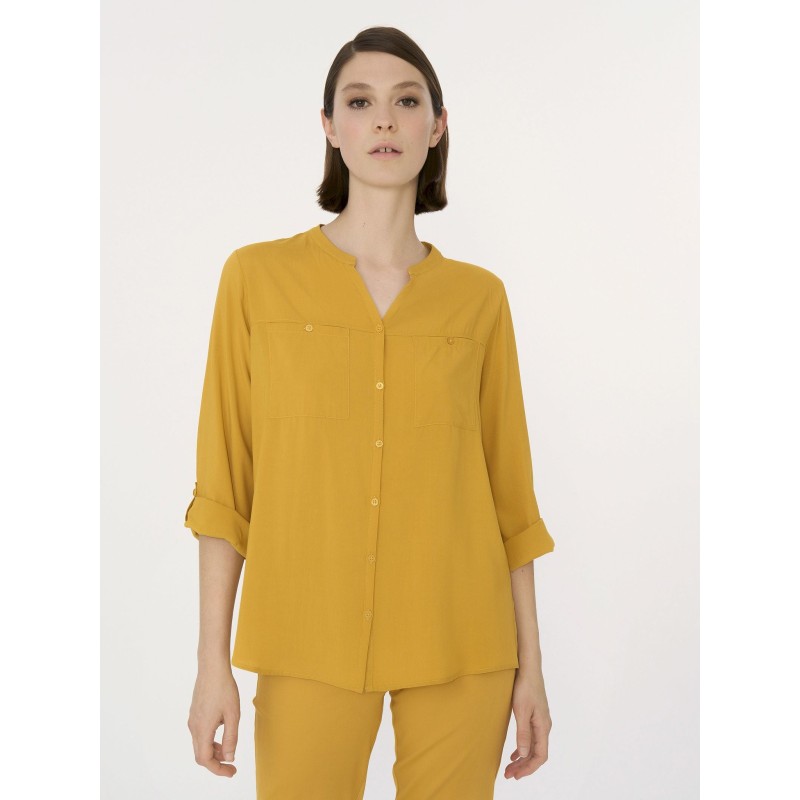 ☀️ Camicia con collo alla coreana in EcoSeta_DM64SI
