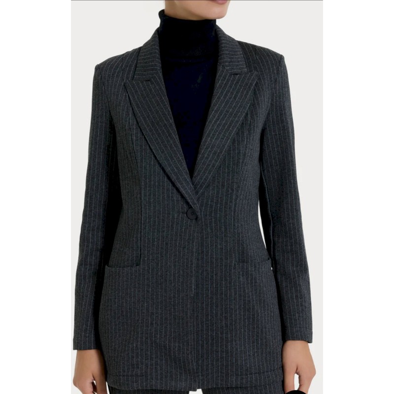 ❄️ Blazer over gessato in Eco Jacquard punto milano _DR48G9